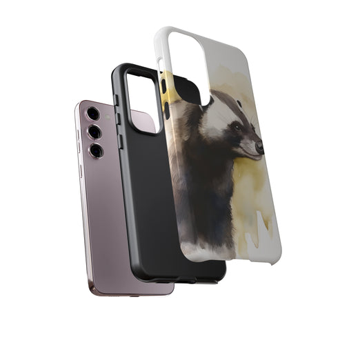 Badger on a Yellow Background - Impact Resistant Phone Case